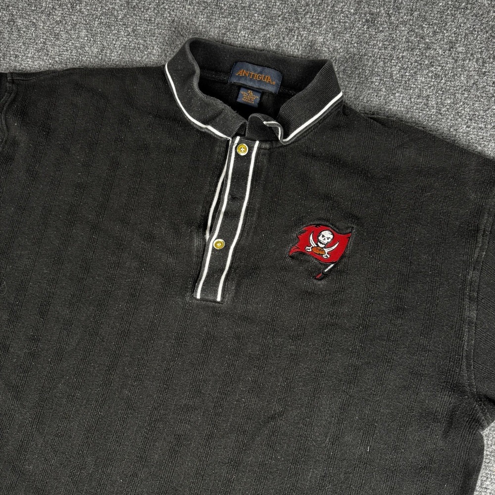 Vintage Tampa Bay Buccaneers Striped Embroidered 90s Polo Shirt Collared Mens XL